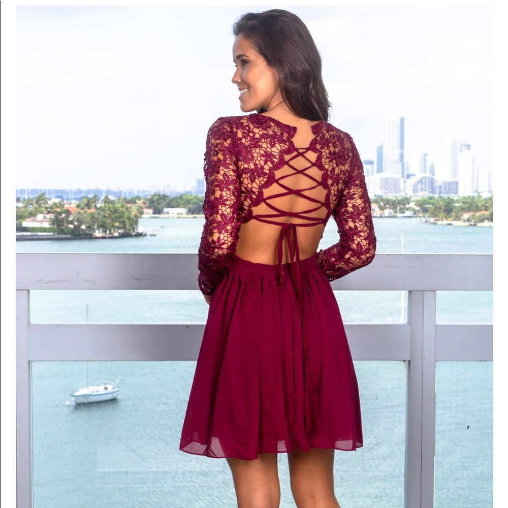 Saved by the Dress Burgundy Dress with Long Sleeve